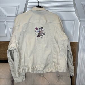 Disney Store Authentic Eeyore Embroidered Denim Jacket Cream Sz 4XL